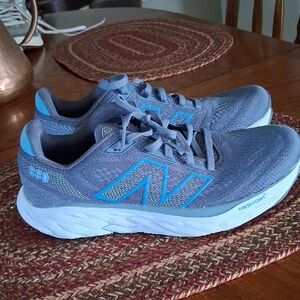 New Balance Gray and Blue Athletic Sneakers